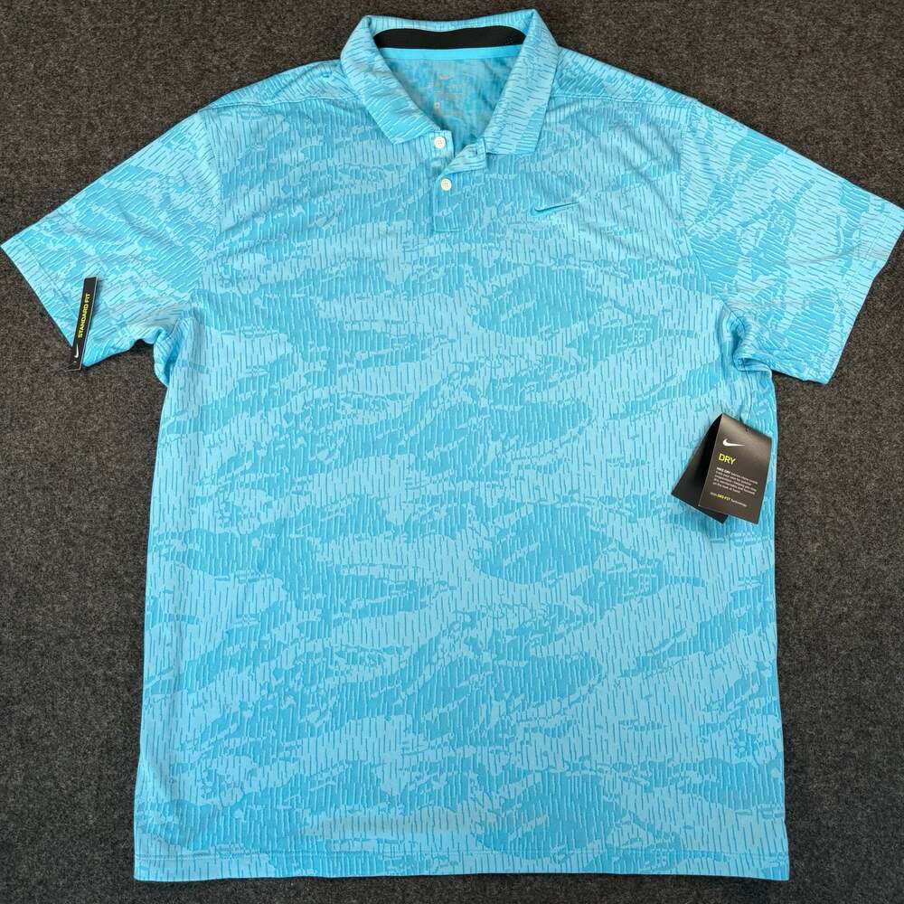 Nike Dri-FIT Standard Fit Blue Camo Print Jacquard Golf Polo Shirt XL